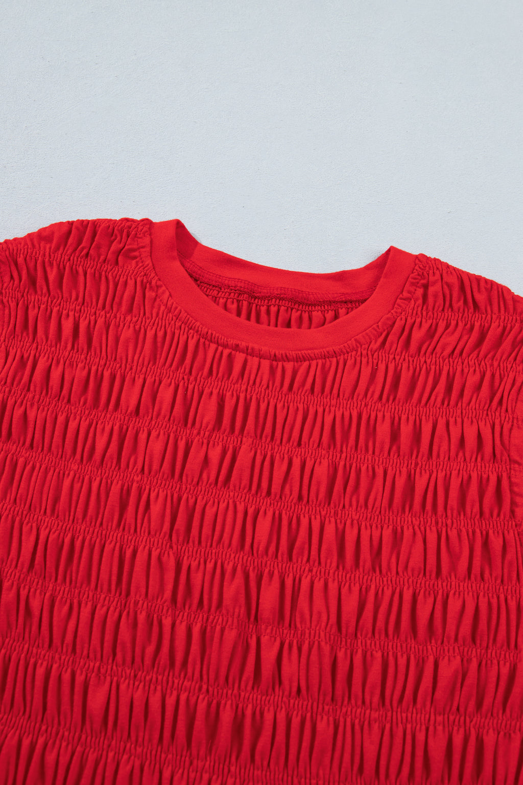 Fiery Red Shirred Slim Fit Ruffle Hem Tank Top